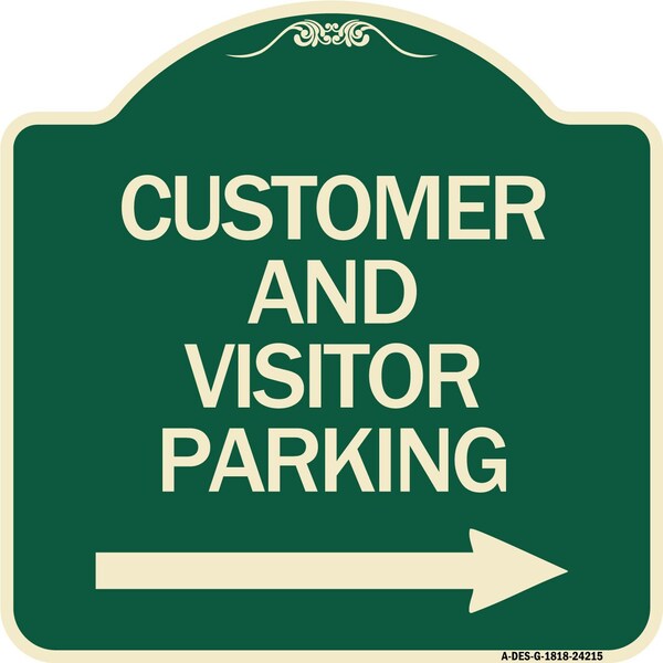 Signmission Customer and Visitor Parking W/ Right Arrow Heavy-Gauge Aluminum Sign, 18" x 18", G-1818-24215 A-DES-G-1818-24215 - main